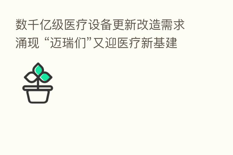 数千亿级医疗设备更新改造需求涌现 “迈瑞们”又迎医疗新基建风口