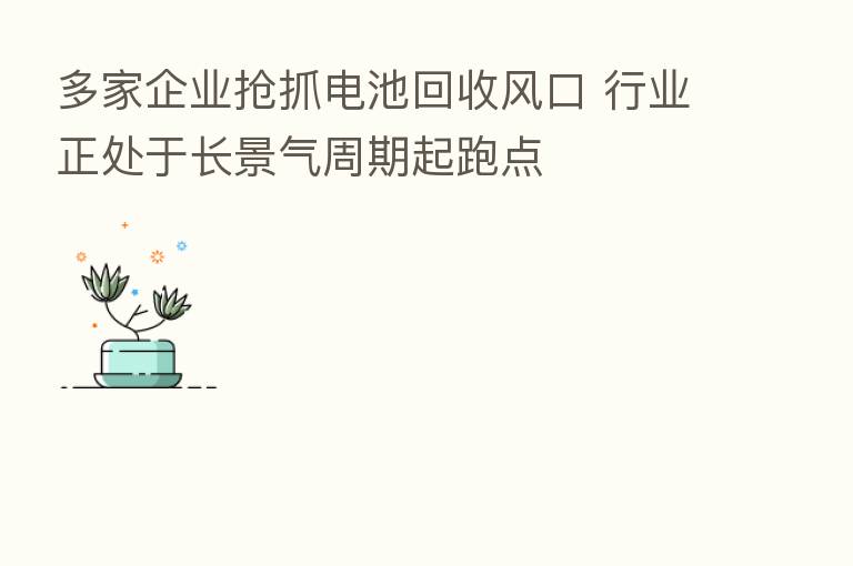 多家企业抢抓电池回收风口 行业正处于长景气周期起跑点