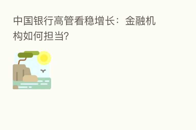 中国银行高管看稳增长:金融机构如何担当?