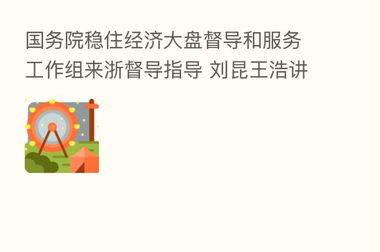 国务院稳住经济大盘督导和服务工作组来浙督导指导 刘昆王浩讲话