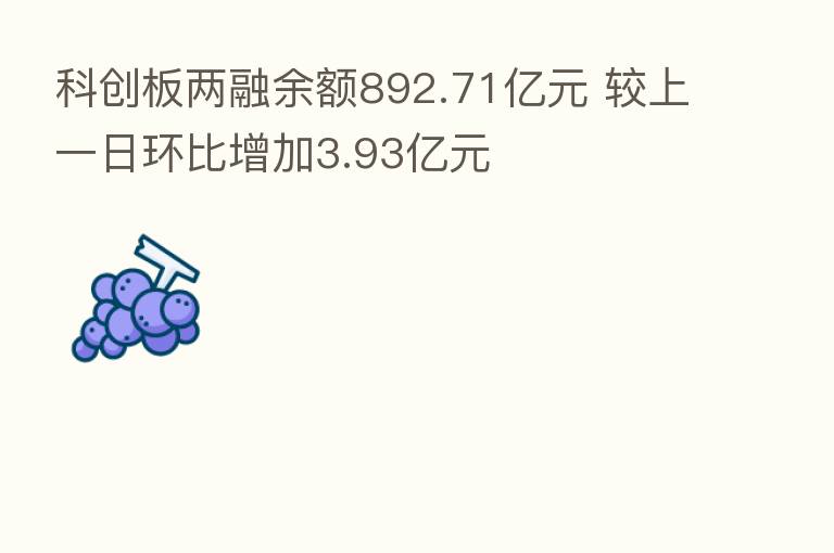 科创板两融余额892.71亿元 较上一日环比增加3.93亿元