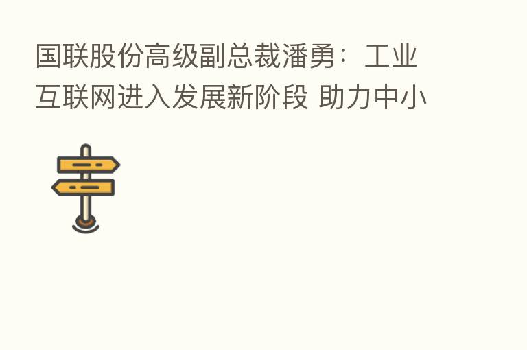 国联股份高级副总裁潘勇:工业互联网进入发展新阶段 助力中小型企业数字化转型