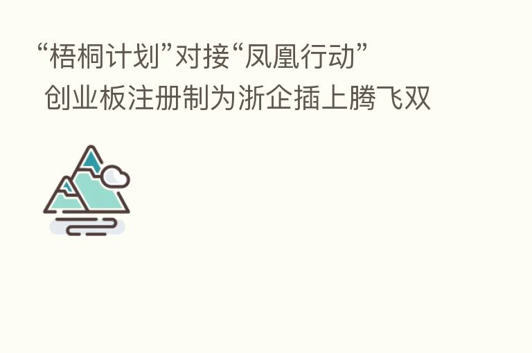 “梧桐计划”对接“凤凰行动” 创业板注册制为浙企插上腾飞双翼