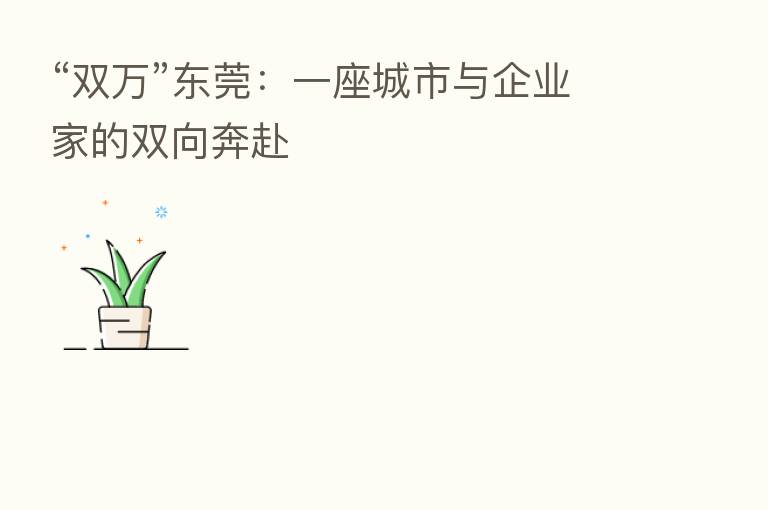 “双万”东莞:一座城市与企业家的双向奔赴