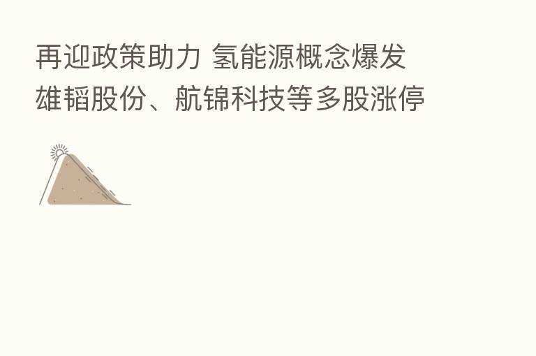 再迎政策助力 氢能源概念爆发 雄韬股份、航锦科技等多股涨停