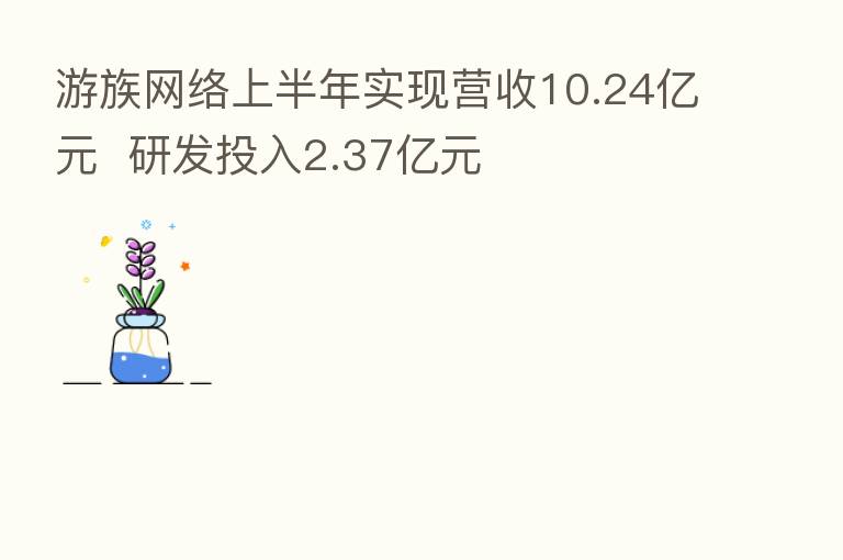 游族网络上半年实现营收10.24亿元 研发投入2.37亿元