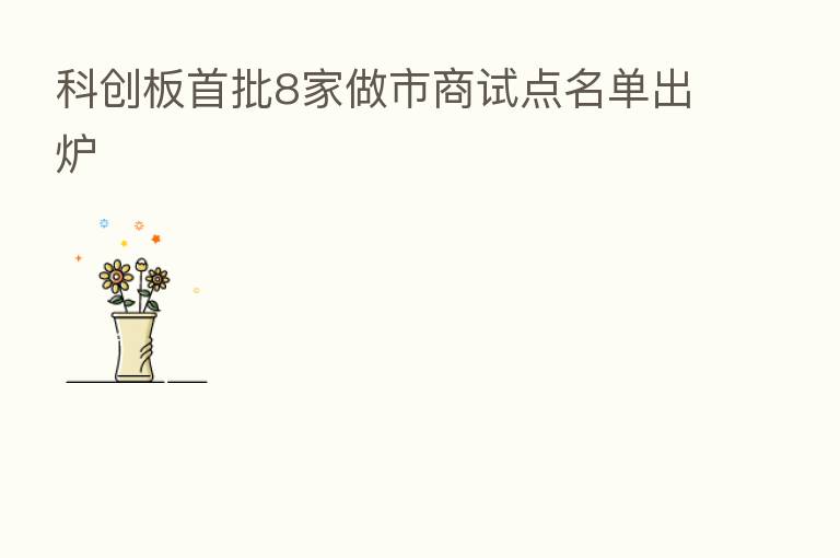 科创板首批8家做市商试点名单出炉