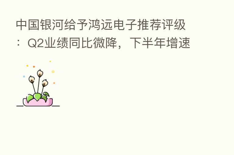 中国银河给予鸿远电子推荐评级:Q2业绩同比微降,下半年增速有望回升