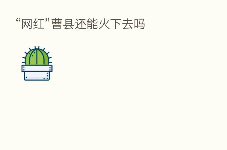 “网红”曹县还能火下去吗