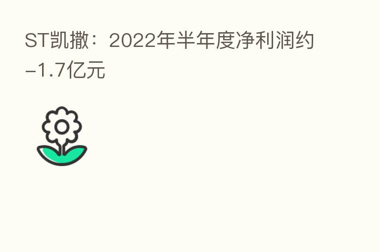 ST凯撒:2022年半年度净利润约-1.7亿元