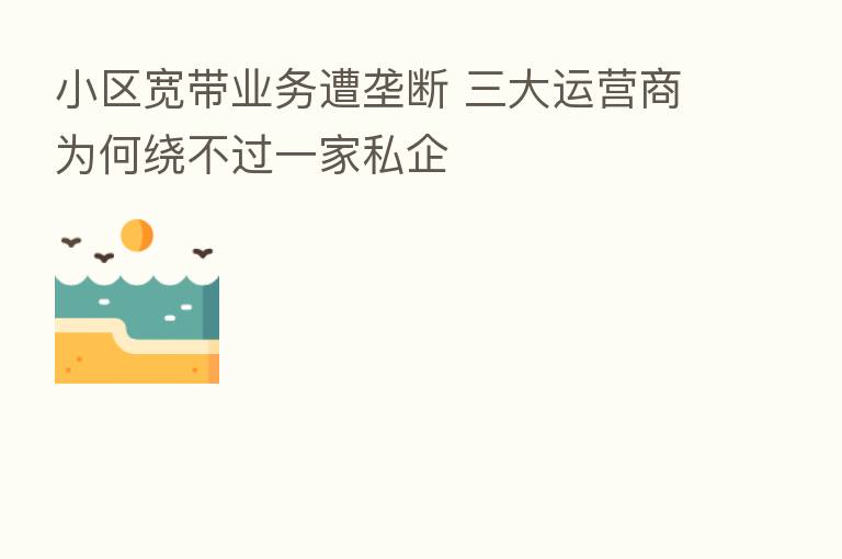 小区宽带业务遭垄断 三大运营商为何绕不过一家私企