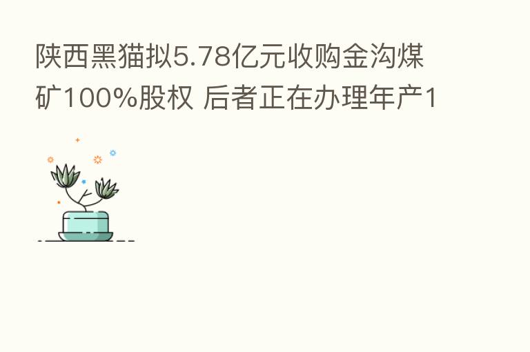 陕西黑猫拟5.78亿元收购金沟煤矿100%股权 后者正在办理年产150万吨手续