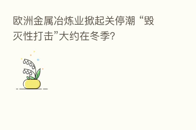 欧洲金属冶炼业掀起关停潮 “毁灭性打击”大约在冬季？