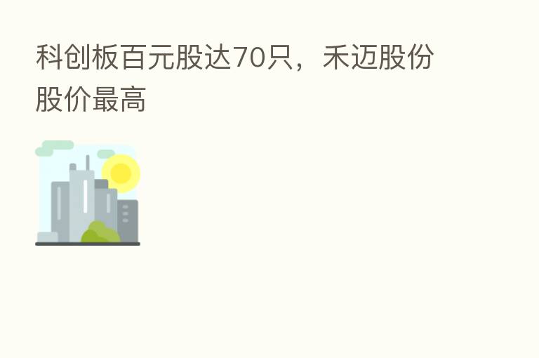 科创板百元股达70只,禾迈股份股价 高