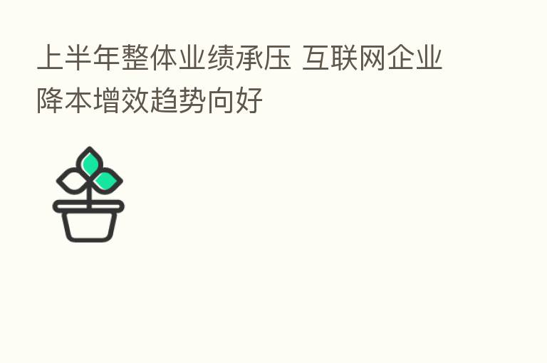 上半年整体业绩承压 互联网企业降本增效趋势向好