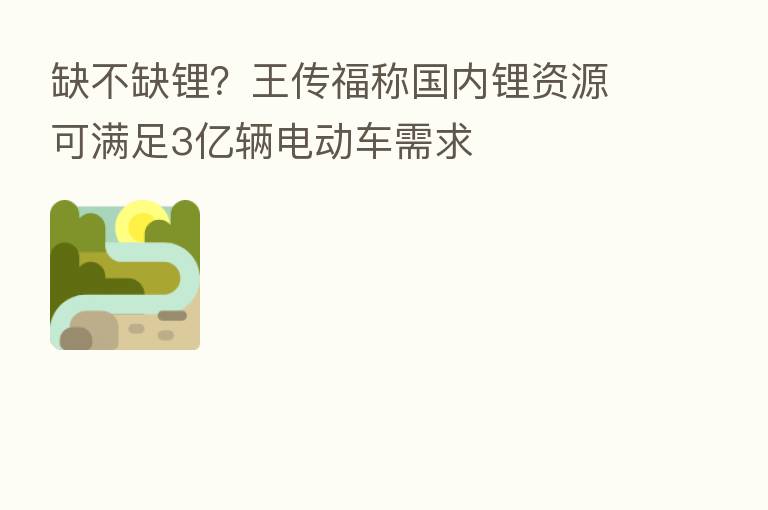 缺不缺锂？王传福称国内锂资源可满足3亿辆电动车需求
