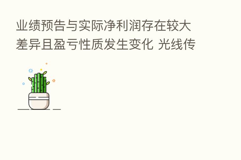 业绩预告与实际净利润存在较大差异且盈亏性质发生变化 光线传媒及董事长、财务负责人被深交所通报批评