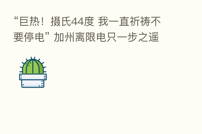 “巨热！摄氏44度 我一直祈祷不要停电” 加州离限电只一步之遥