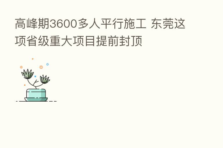 高峰期3600多人平行施工 东莞这项省级重大项目提前封顶