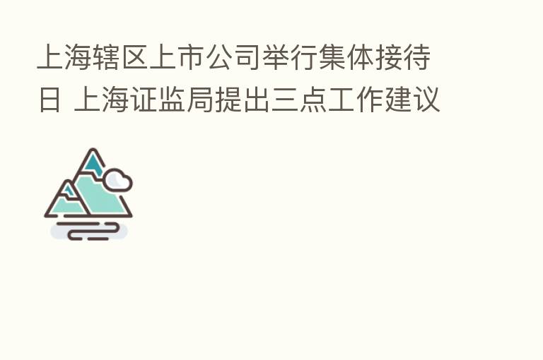 上海辖区上市公司举行集体接待日 上海证监局提出三点工作建议