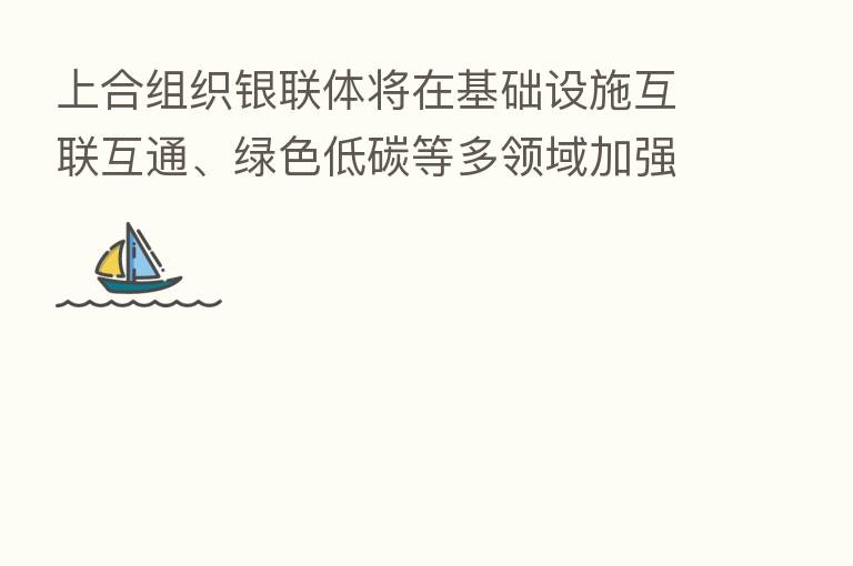 上合组织银联体将在基础设施互联互通、绿色低碳等多领域加强金融合作