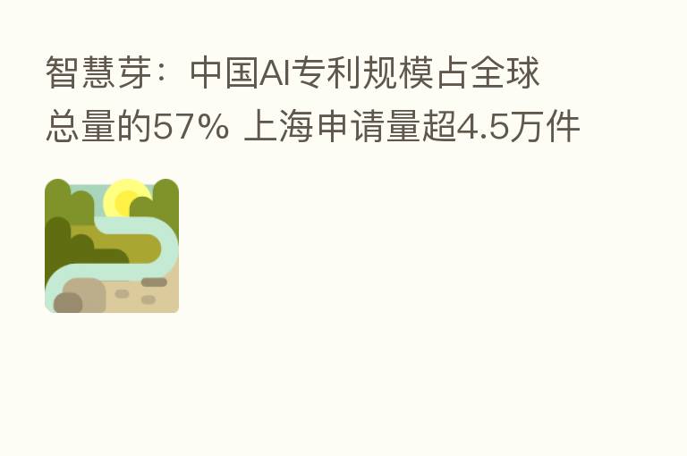 智慧芽:中国AI专利规模占全球总量的57% 上海申请量超4.5万件