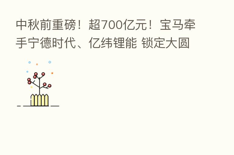 中秋前重磅！超700亿元！宝马牵手宁德时代、亿纬锂能 锁定大圆柱电池