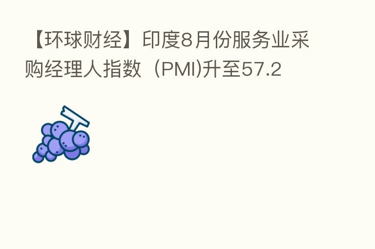 【环球财经】印度8月份服务业采购经理人指数（PMI)升至57.2