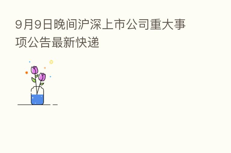 9月9日晚间沪深上市公司重大事项公告新   快递