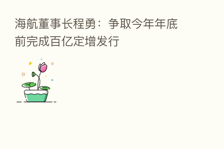 海航董事长程勇:争取今年年底前完成百亿定增发行