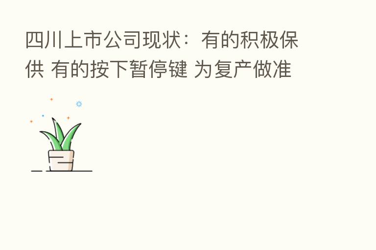 四川上市公司现状:有的积极保供 有的按下暂停键 为复产做准备