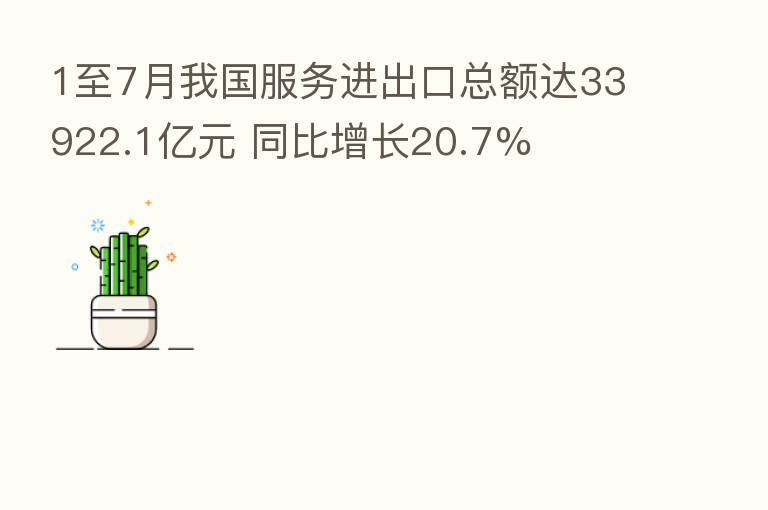 1至7月我国服务进出口总额达33922.1亿元 同比增长20.7%