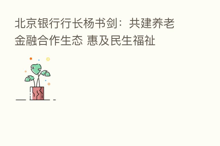 北京银行行长杨书剑:共建养老金 作生态 惠及民生福祉
