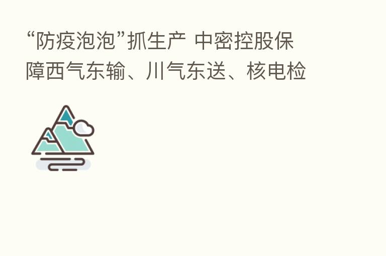 “防疫泡泡”抓生产 中密控股保障西气东输、川气东送、核电检修
