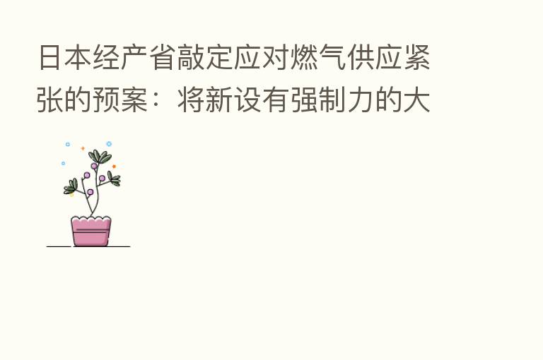日本经产省敲定应对燃气供应紧张的预案:将新设有强制力的大企业用气限制令