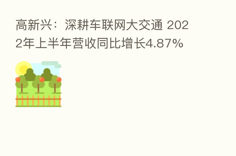 高新兴:深耕车联网大交通 2022年上半年营收同比增长4.87%