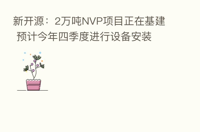 新开源:2万吨NVP项目正在基建 预计今年四季度进行设备安装