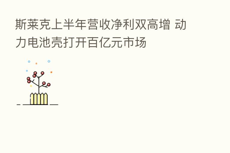 斯莱克上半年营收净利双高增 动力电池壳打开百亿元市场