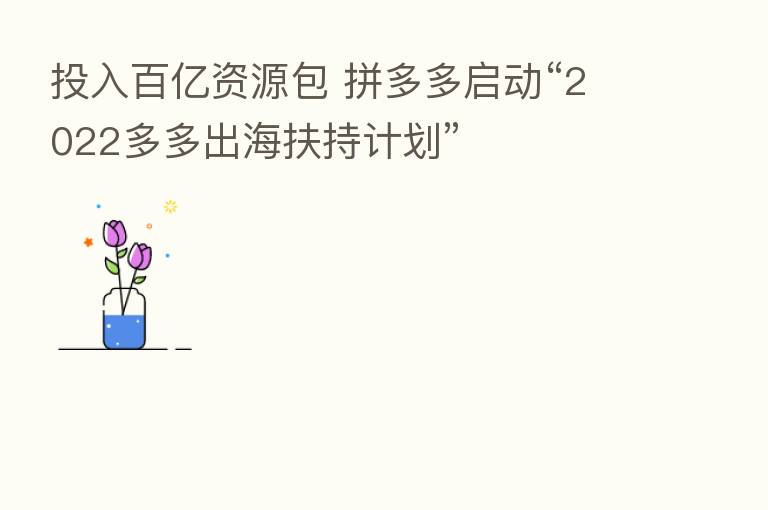 投入百亿资源包 拼多多启动“2022多多出海扶持计划”