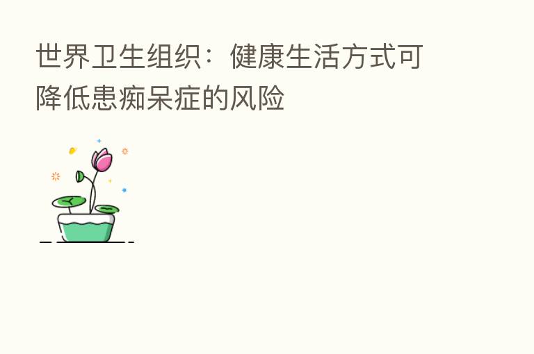 世界卫生组织:健康生活方式可降低患痴呆症的风险