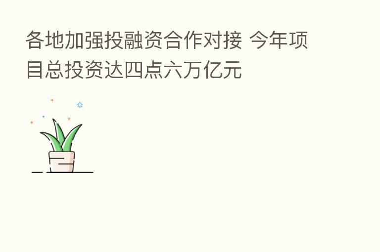 各地加强投融资合作对接 今年项目总投资达四点六万亿元