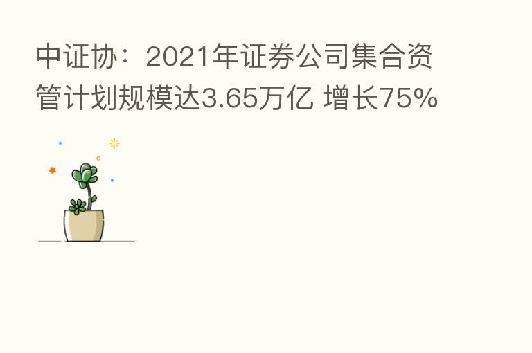 中证协:2021年证券公司集合资管计划规模达3.65万亿 增长75%