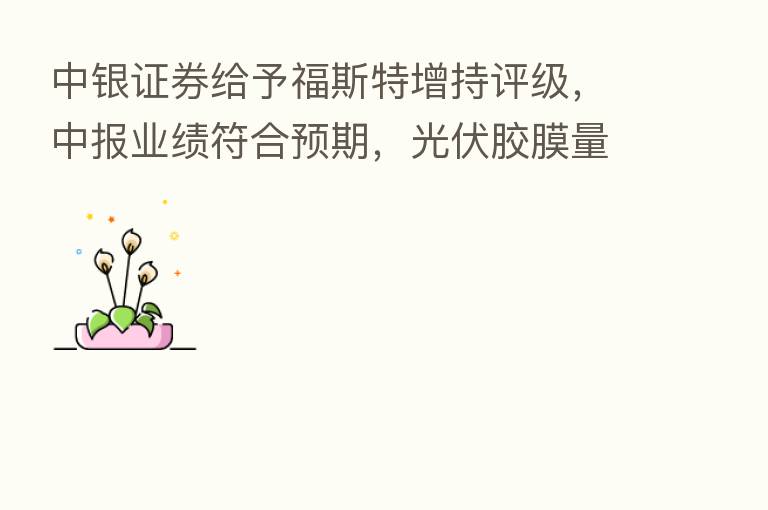 中银证券给予福斯特增持评级，中报业绩符合预期，光伏胶膜量价同升