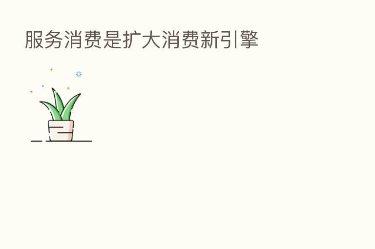 服务消费是扩大消费新引擎