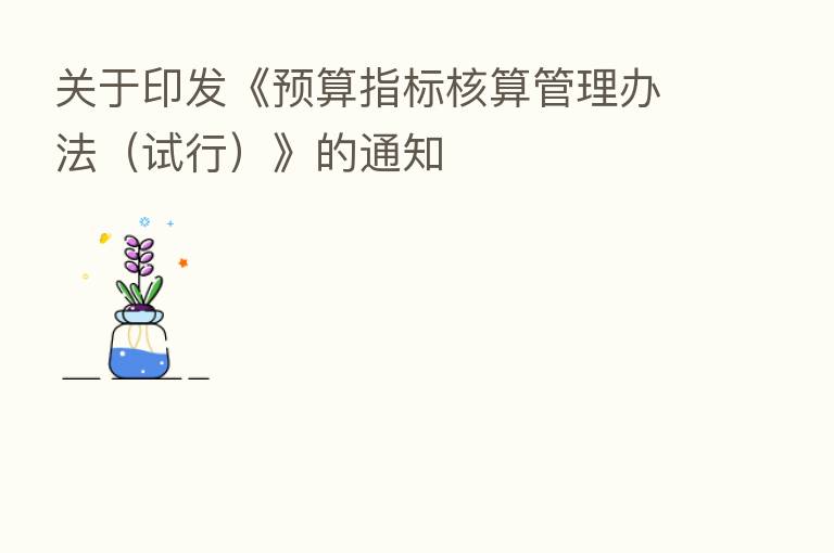 关于印发《预算指标核算管理办法（试行）》的通知