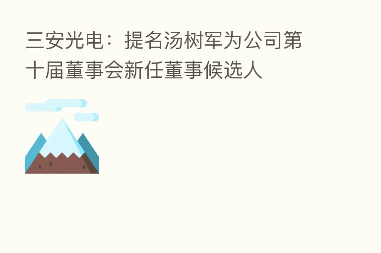 三安光电:提名汤树军为公司 十届董事会新任董事候选人