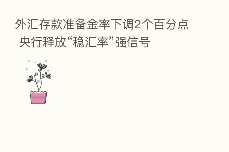 外汇存款准备金率下调2个百分点 央行释放“稳汇率”强信号