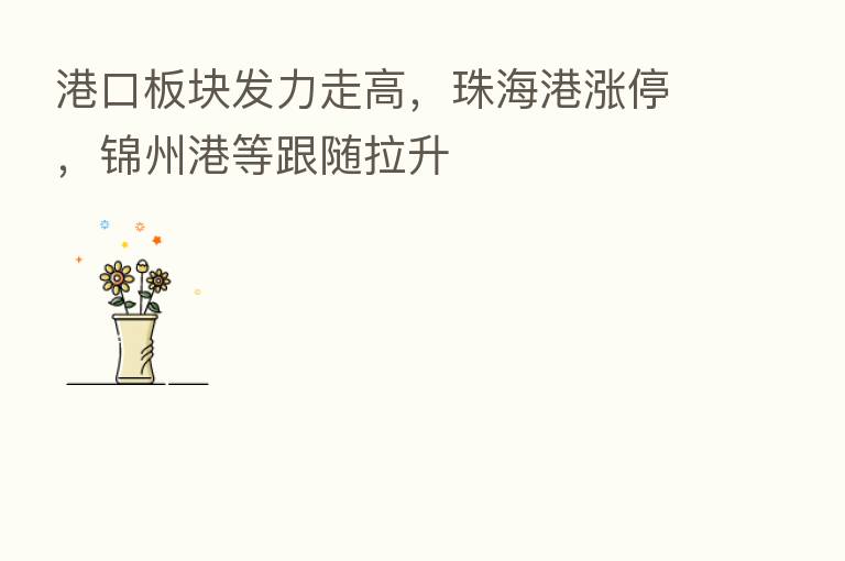 港口板块发力走高,珠海港涨停,锦州港等跟随拉升
