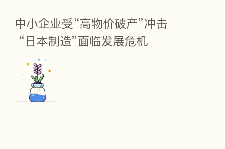 中小企业受“高物价破产”冲击 “日本制造”面临发展危机