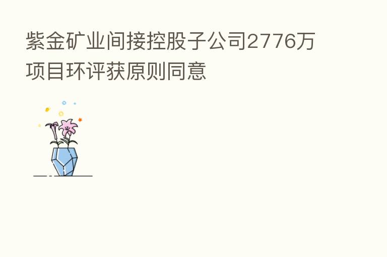 紫金矿业间接控股子公司2776万项目环评获原则同意